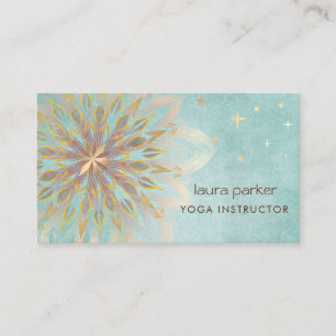 Carte De Visite Mandala Holistic Lotus Floral Zen Yoga Turquoise