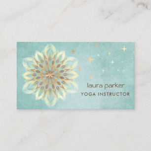 Carte De Visite Mandala Holistic Lotus Floral Zen Yoga Turquoise