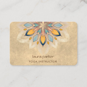 Carte De Visite Mandala Holistique Fleur de Lotus Zen Yoga Crème