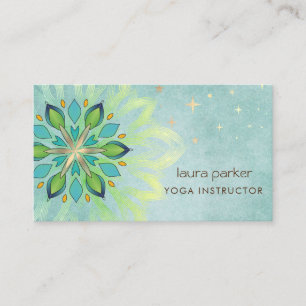 Carte De Visite Mandala Holistique Lotus Floral Zen Yoga Sarcelle