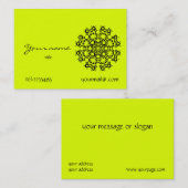 Carte De Visite mandala jaune fluorescent (Devant / Derrière)
