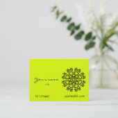 Carte De Visite mandala jaune fluorescent (Debout devant)