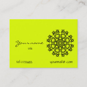 Carte De Visite mandala jaune fluorescent