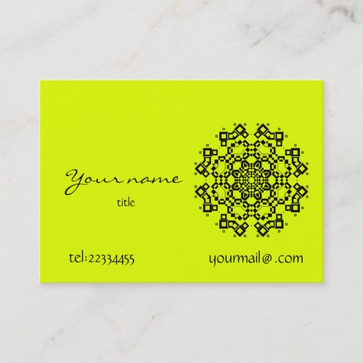 Carte De Visite mandala jaune fluorescent (Devant)