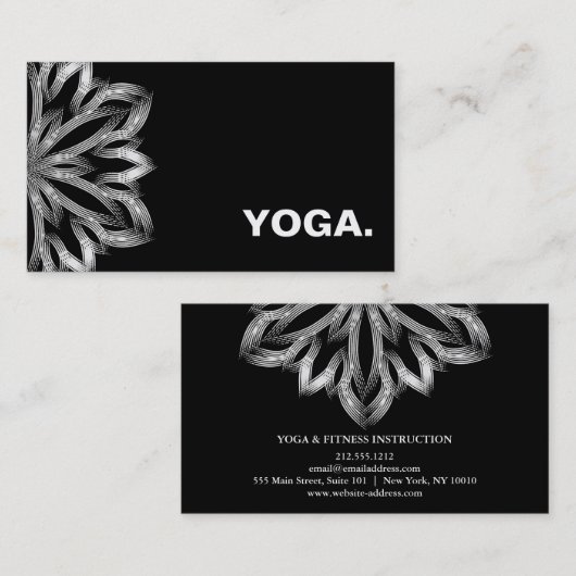 CARTE DE VISITE MANDALA LOGO CUSTOMISÉ YOGA INSTRUCTEUR (Devant / Derrière)