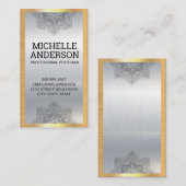 Carte De Visite Mandala Lotus | Arrière - plan métallique (Devant / Derrière)