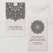 Carte De Visite Mandala Lotus Fleur Yoga Instructeur Pink Holistic (Devant / Derrière)