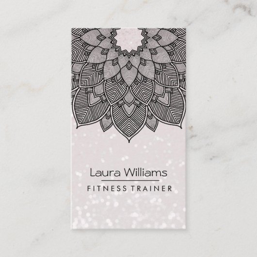 Carte De Visite Mandala Lotus Fleur Yoga Instructeur Pink Holistic (Devant)