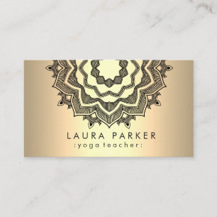 Carte De Visite Mandala Lotus Fleur Yoga Méditation Black Gold