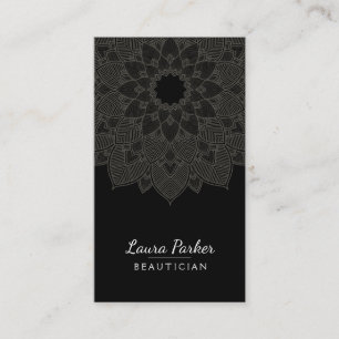 Carte De Visite Mandala Lotus Fleur Yoga Noir Blanc Propre