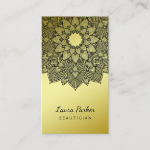Carte De Visite Mandala Lotus Flower Yoga Noir Or Propre