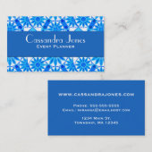 Carte De Visite Mandala motif, bleu cobalt, turquoise et blanche (Devant / Derrière)