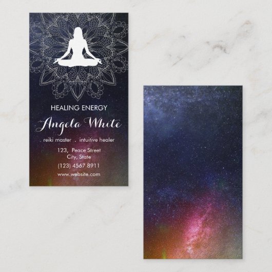 Carte De Visite Mandala Nebula Galaxy Chic Celestial Boho Moderne (Devant / Derrière)