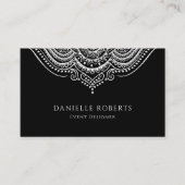 Carte De Visite Mandala noir et blanc inversé couleurs (Devant)