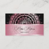 Carte De Visite Mandala noir rose brillant (Devant)
