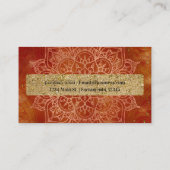 Carte De Visite Mandala orange et Glam doré Moderne Chic (Dos)