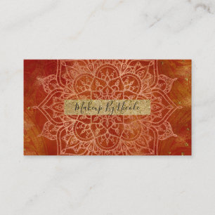 Carte De Visite Mandala Orange et Glamour Doré Moderne Chic