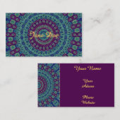 Carte De Visite Mandala pourpre, bleu et vert (Devant / Derrière)