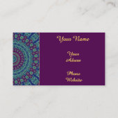 Carte De Visite Mandala pourpre, bleu et vert (Dos)