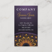 Carte De Visite Mandala pourpre jaune de Lotus (Dos)