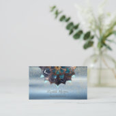 Carte De Visite Mandala professionnel élégant, Confetti Yoga bleu (Debout devant)