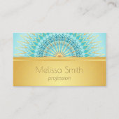 Carte De Visite Mandala QR Code Gold Turquoise (Devant)