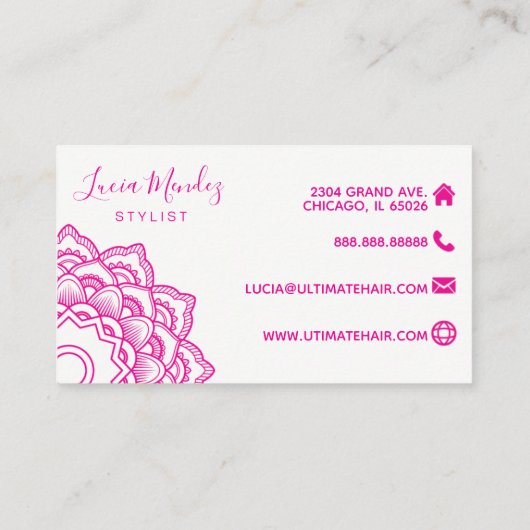 Carte De Visite Mandala rose (Dos)