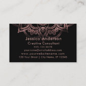 Carte De Visite Mandala rose de Lotus de feuille d'or au-dessus de (Dos)