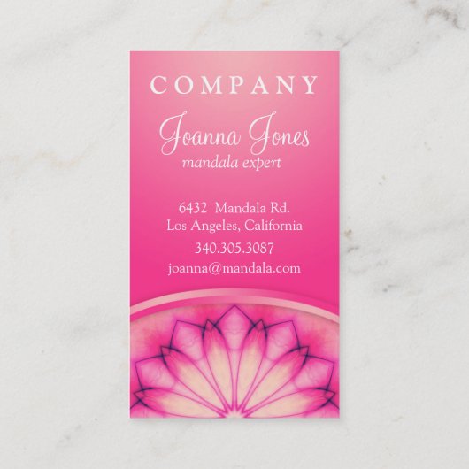 Carte De Visite Mandala rose d'encre (Dos)