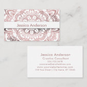Carte De Visite Mandala rose élégant de feuille d'or au-dessus de (Devant / Derrière)