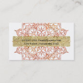 Carte De Visite Mandala rose et orange sur Glam blanc (Dos)