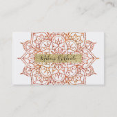 Carte De Visite Mandala rose et orange sur Glam blanc (Devant)