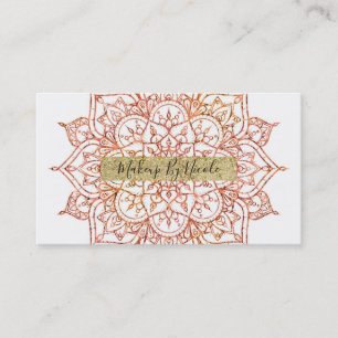 Carte De Visite Mandala rose et orange sur Glam blanc