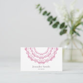 Carte De Visite Mandala rose floral. Nom (Debout devant)