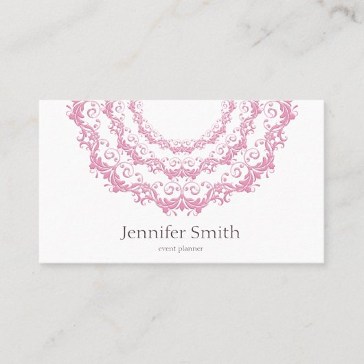 Carte De Visite Mandala rose floral. Nom (Devant)