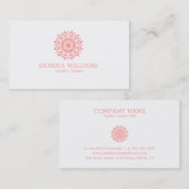Carte De Visite Mandala rose sur blanc (Devant / Derrière)