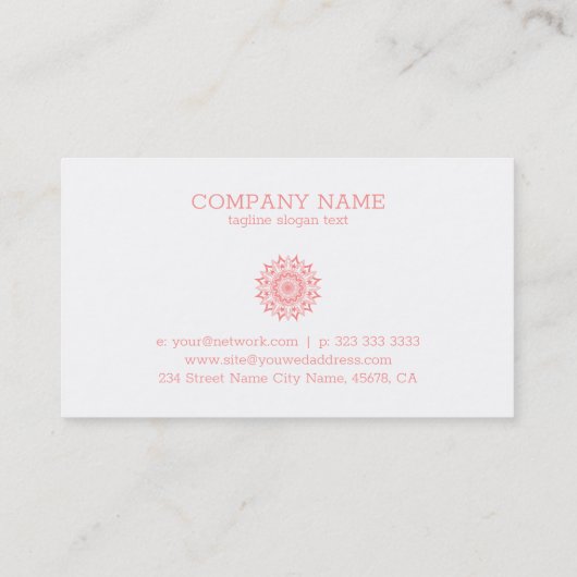 Carte De Visite Mandala rose sur blanc (Dos)