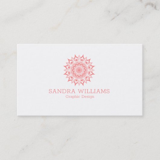 Carte De Visite Mandala rose sur blanc (Devant)