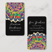 Carte de visite Mandala rouge et vert (Devant / Derrière)