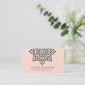 Carte De Visite Mandala spirituel minimal Boho rose Grey Yoga (Debout devant)