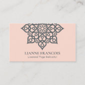 Carte De Visite Mandala spirituel minimal Boho rose Grey Yoga (Devant)