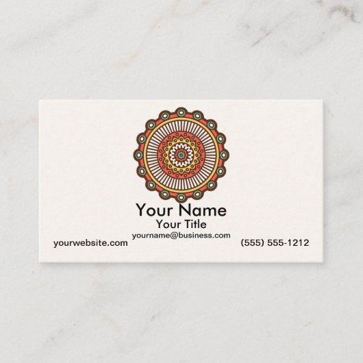Carte De Visite Mandala sur la crème (Devant)