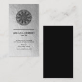 Carte de visite Mandala | Texture argent Faux (Devant / Derrière)