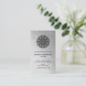 Carte de visite Mandala | Texture argent Faux (Debout devant)