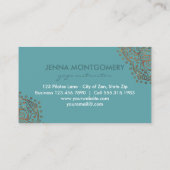 Carte De Visite Mandala turquoise élégant d'or de Boho | (Dos)