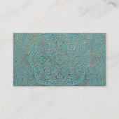 Carte De Visite Mandala turquoise élégant d'or de Boho | (Devant)
