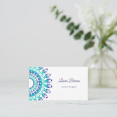 Carte De Visite mandala turquoise ethnique. Texte (Debout devant)