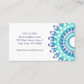 Carte De Visite mandala turquoise ethnique. Texte (Dos)