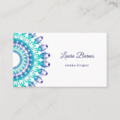 Carte De Visite mandala turquoise ethnique. Texte (Devant)