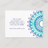Carte De Visite mandala turquoise ethnique. Texte (Dos)